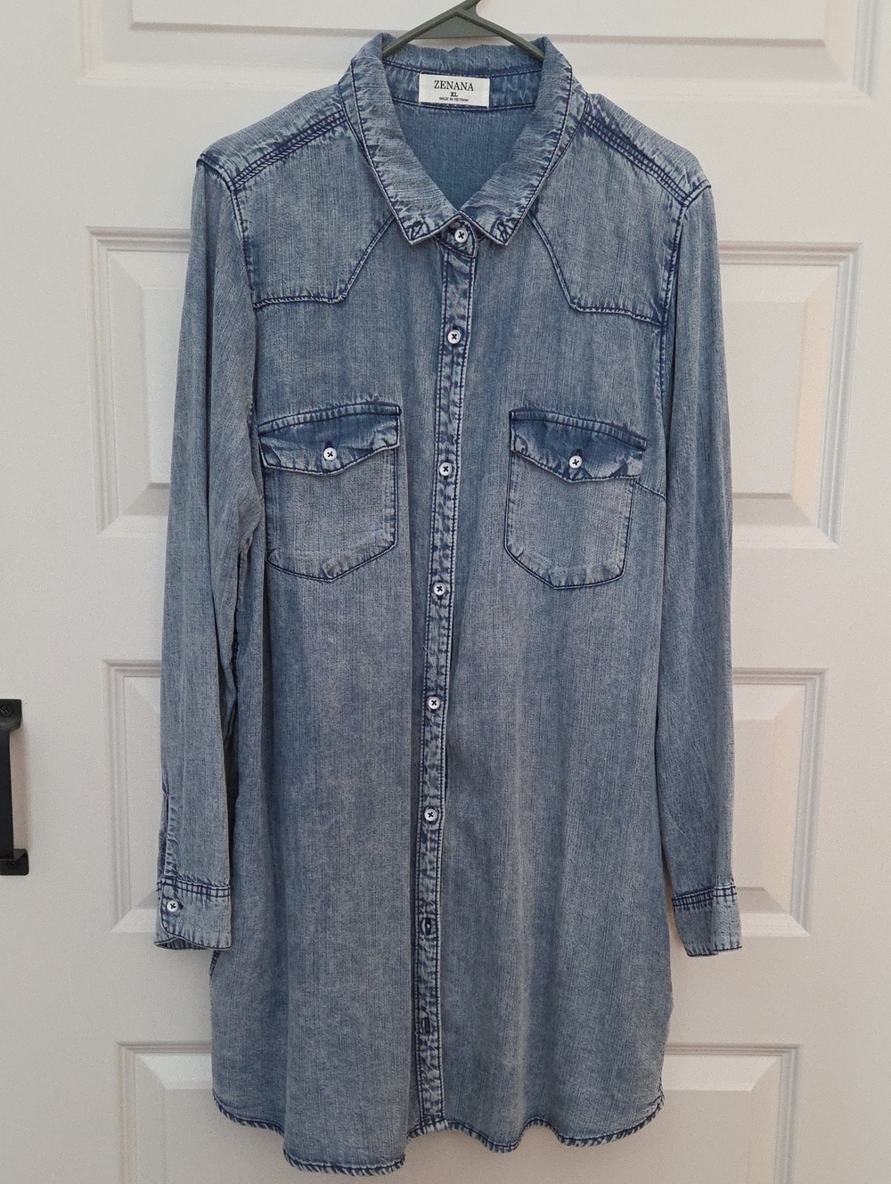 Zenana Outfitters Light Blue Denim Button-Down Shirt